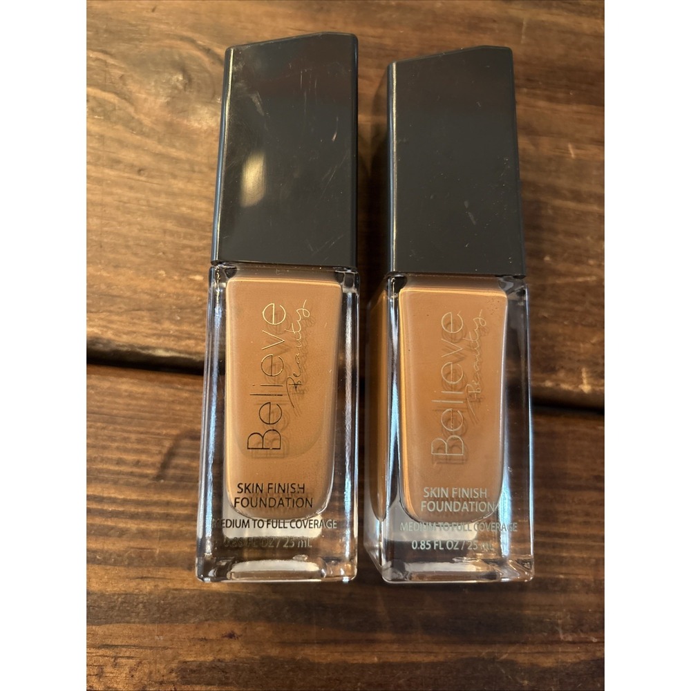 (2) Believe Beauty Skin Finish Foundation Tawny, 0.85oz Medium-Full Coverage
